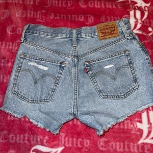 Levi's Light Blue Frayed Jean Shorts